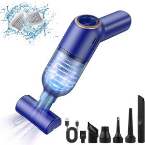 Handheld Vacuum Cordless: Car Vacuum Portable Cordless 120W High Power with Strong Suction 3 in 1 Portable Mini Small Hand Held Vacuum for Pet Car Office Home - Blue