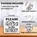 3 x Humorous Bathroom Wooden Block Plaque - White Tabletop Sign Decor - 5"x5" Public Bathroom Wood Block - Funny Desk Gifts Decoration & Supplies - A11