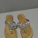 AIJIVOU Women's Rhinestone Flat Sandals, Women Flip Flops with Clip Toe Ring Beadeed Rhinestone Crystal Jeweled Sandal Shoes for Summer Beach Oceanside Holiday Outdoor (10.5)