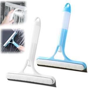 2 Pcs 3 in 1 Window Squeegee Cleaner,3 in 1 Spray Squeegee,WindowSqueegee with Spray,Squeegee for Shower Glass,for Car, Home, Kitchen Window,All-Purpose Window Cleaner Tool (Blue+White)