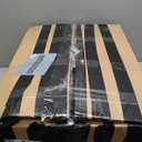 Ergonomic Armless Office Desk Chair - Mid-Century Modern Black Faux Leather with Diamond Stitch, Adjustable Height Swivel Rolling Task Computer Chair with Walnut Accent for Home Office, Study & Work