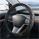Car Steering Wheel Cover, 15 Inch Elastic Stretch Carbon Fiber Leather Anti-Slip Steering Wheel Protector, Automotive Interior Protective Accessories, Universal for Vehicles (Black)