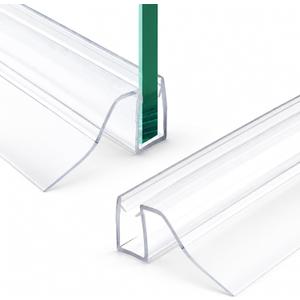 Bathroom Shower Glass Door Bottom Seal, 2PCS 36 Inch Clear PVC Seal Strip with Drip Rail for 1/4"(6mm) Thick Framless Glass Door, to Stop Water Leakage