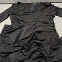 Atizon Women's Ruched Bodycon Long Sleeve Square Neck Wedding Guest Dress Formal Mermaid Evening Cocktail Party Maxi Dresses (Black, S)