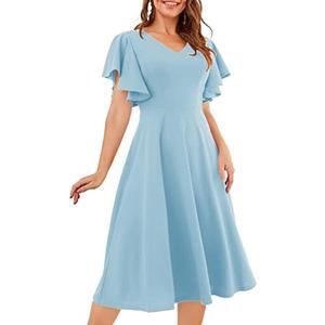 Bridesmay Women's Formal Wedding Guest Dress for Women 2026 Short Sleeve Fit and Flare Tea Party Dresses XXL