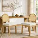 KISLOT Natural Rattan Dining Chairs Set of 2, Soild Wood Chairs, Natural