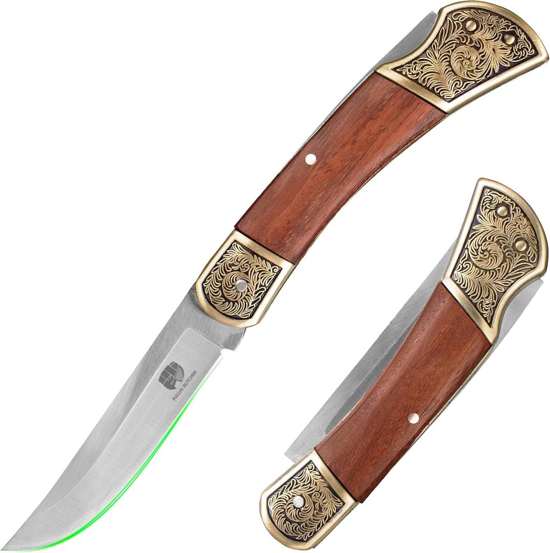 FULLHI Folding Pocket Knife 440C Steel Blade, Small Knife with Pocket Clip, Camping Hiking Knives for Women and Men Birthday (3.21 inches)