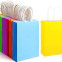 XPCARE 32Pcs Paper Gift Bags, 5.25x3.25x8.25'' Kraft Paper Party Favor Bags Bulk Rainbow Goodie Bags Small Gift Bags with Handles for Kids Birthday Baby Shower Crafts Wedding Party Supplies (6 Colors)