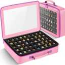 Toy Storage Case Compatible with Disney Doorables Collectible Mini Figures.Toys Display Bag with 2 Layers of Foam with Pre-Cut Grooves.Holds 90 Mini Figures.(Case Only) (Pink)
