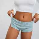 Women Sexy Micro Shorts Low Rise Stretch Fitted Booty Shorts Teen Girls Cute Lounge Shorts Sleep Pj Bottoms (Blue, S)