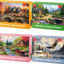 4-Pack 100 Piece Puzzles for Seniors Country Life Large Piece Puzzles for Seniors Puzzle Dementia Alzheimer's Products Activities for Elderly Adults Kids Puzzle for Kids Ages 6-8 8-10