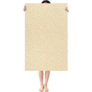 Shower Mat Non Slip: 47.2 x 31.5 Inch Extra Large Shower Mats for Inside Shower with Drain Hole - Soft PVC Loofah Anti Slip Shower Stall Mat for Walk-in Shower and Bathroom, Quick Drying (Khaki)