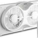 shinic 9" Twin Window Fan with Reversible Airflow, Removable Cover and Bug Screen, Remote Control, 3 Functions-3 Speeds, Width Adjustable (23.5" to 37"), Bathroom Kitchen Window Fan ETL Certified