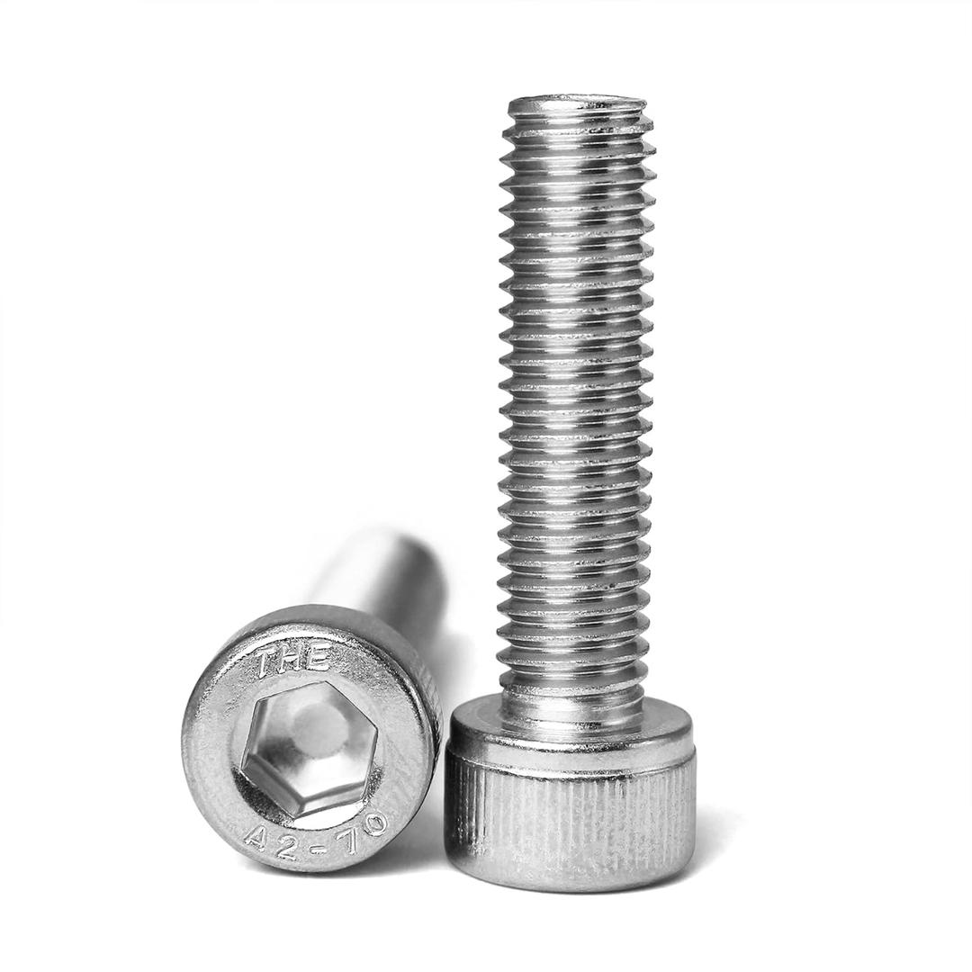 M6-1.0 x 70mm Socket Head Cap Screws Bolts, 304 Stainless Steel (A2-70), Allen Socket Drive, Bright Finish, Full Machine Threads, Quantity 10