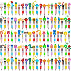 CZWZ 100Pcs Mini Multicolor Pens in One 4-in-1 Cute Pens Bulk for Kids, Ballpoint Pen for Birthdays and Children's Parties, Fun Gifts Assorted Ink Kawaii Pen