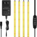 iPower 60W LED Grow Lights with Full Spectrum Plant Growing Light Strips for Indoor Plant with Auto ON/Off 3/9/12H Timer, 10 Dimmable Levels 48 LEDs Per Tude, 4 Tubes, Yellow