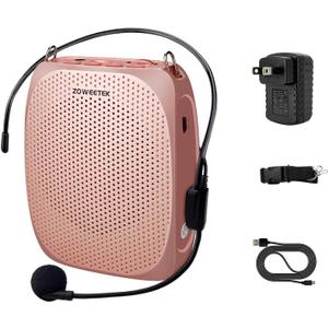 ZOWEETEK Voice Amplifier Microphone Headset for Teachers, Original Personal Voice Amplifier, Work of 12 hrs, Portable Speaker for Classroom, Speech, Tour Guide,Support MP3 Format Audio,Power Amplifier (Rose gold)