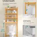 SONGMICS Over The Toilet Storage, 4-Tier Over Toilet Bathroom Organizer with Adjustable Shelves, 10.2 x 24.8 x 72.8 Inches, Space-Saving, Natural Beige UBTS041N01