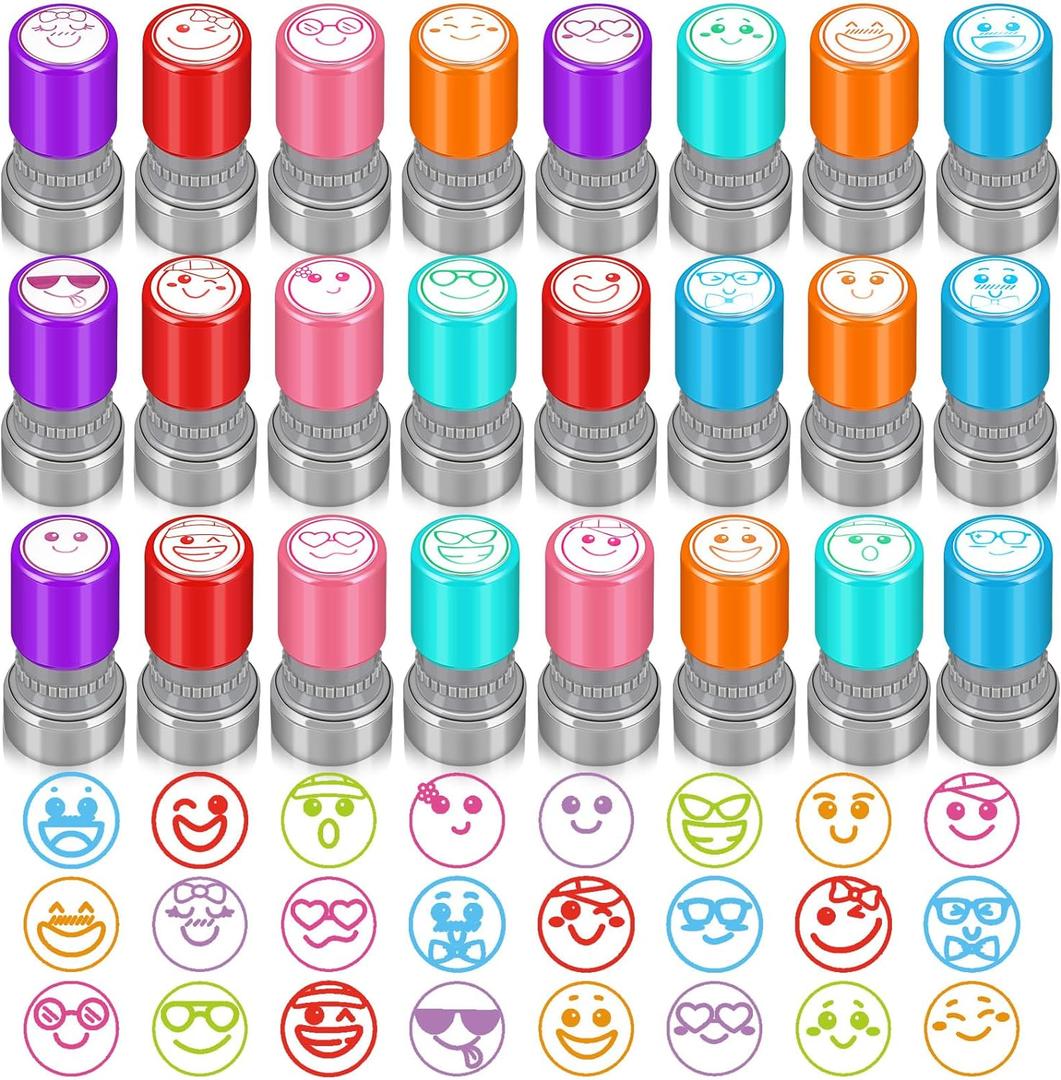 Yinder 24 Pcs Teacher Stamps for Classroom Self Inking School Classroom Stamps Bulk for Teachers Elementary Colorful Motivational Encouraging Valentines Gifts(Expression)