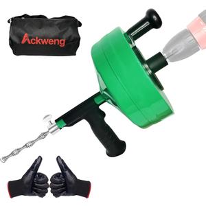 Drain Snake 50 Ft, Plumbing Snake for Sink and Drain Unblocking, Drain Auger for Shower with Drill Attachment, Double Mode Drain Snake Tools, Sink Snake for Real DYIs