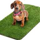 Ottomanson Pet Training Collection Easy Clean Indoor/Outdoor Reusable Training Grass Pad, 15" x 30", Green