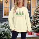 QLIPIN Merry Christmas Sweatshirt Christmas Tree Sweatshirts Women Oversized Xmas Crewneck Holiday Sweater Shirts (S)