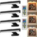 4Pack Wireless Picture Light with Remote,Battery Operated Wall Sconces for Wall Decor,3 Color Timer&Dimmable Paintings Light LED Art Display Lamp Picture Frame Light for Artwork Posters Gallery-Black