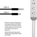 Outlet Extender Features Outlet for Hard-to-Reach Spaces, Sofas, etc. 2 AC Outlets, USB-C Ports, USB-A Ports. Extending 21''-28''Suitable for Placement Behind Bedside Tables, desks, Sofas, etc.