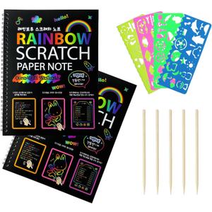 Eommmgl Scratch Art Paper for 4-12 Kids2 Pack Rainbow Notebooks Best Arts and Crafts Gift for Stocking StuffersBirthdayClassroom Activities Party Travel Games