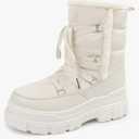 White Snow Boots for Women Waterproof Platform Winter Boots Anti-Slip Warm, Comfortable Outdoor Booties, Size 8