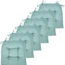 Chair Cushion, Chair Cushions for Dining Chairs, Chair Pads and Mat with Ties for Indoor Kitchen Seat and Desk (Aqua Blue, 6 Count - 17 x 16 in)