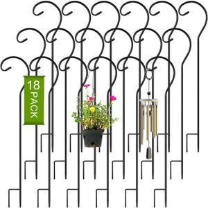 Hicarer 18 Pcs Shepherd Hooks 25 Inch 1/3 Thick Curled Metal Garden Hook Outdoor Shepherd Hook Stands for Wedding Garden Decor Hanging Lanterns Bird Feeders Solar Outdoor Lights