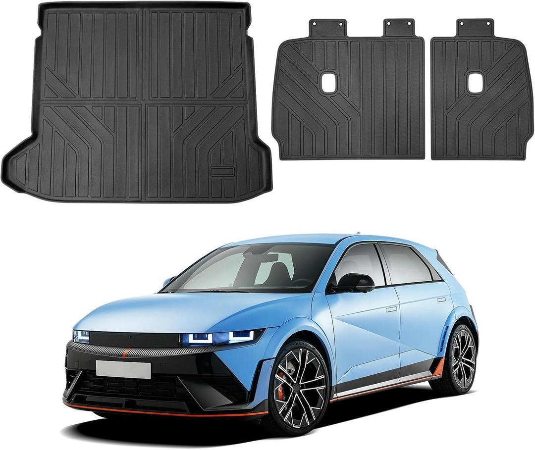 Powerty Cargo Mat with Backrest Mat for Hyundai Ioniq 5 2022-2025 2026, All Weather TPE Cargo Mat Liner for Rear Trunk