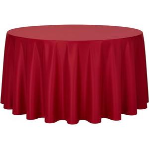 sancua Round Tablecloth - 108 Inch - Water Resistant Spill Proof Washable Polyester Table Cloth Decorative Fabric Table Cover for Dining Tables, Buffet Parties and Camping, Red