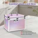 Medication Combination Lock Boxes with Code for Personal Items, Medicine Lockbox for Documents 10 x 7.25 x 7.75 Inches Colorful Aurora