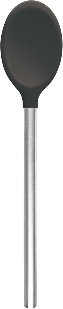 Tovolo Mixing Spoon Stainless Steel Handle Scratch Resistant Non Stick Safe Kitchen Utensil for Cooking Baking Serving Stirring, Heat Resistant Silicone Stirring Spoon with Metal Handle Charcoal Gray