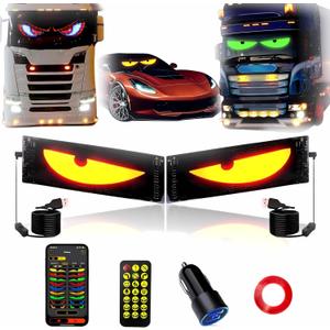 2PCS Devil Eyes Light for Windshield Programmable Led SignUSB Digital Lighting Display23.6 x 4.7inch Car Lights Led Eyes for Car Windshield Eyes Animated for Cars/Trucks/SUV