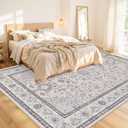 10x14 Area Rugs Living Room: Bedroom Washable Carpet Beige & Grey
Large Vintage Boho Indoor Decor Neutral Soft Nursery Farmhouse Dining Room Office Floor Non-Slip Low Pile Under Table Rug