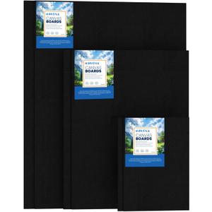 3 x 6pk Black Canvas Panels for Painting, 100% Cotton Pre-Primed Canvas Boards 5x7 9x12 12x16, Blank Black Canvases for Acrylic Oil Watercolor, Art Supplies for Artists Kids Adults