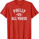Vintage Philly vs All Youse Funny Philadelphia Slang Retro T-Shirt, XL, Red