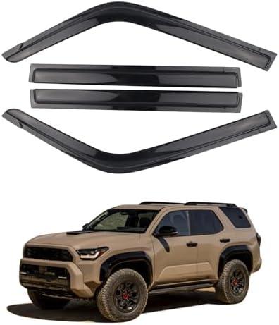 SAOKNCE 4 Pieces Tape-on Extra Durable Rain Guards Fit for 2025 2026 Toyota 4Runner,Window Deflectors,Window Visors (Smoke Black)