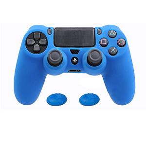 ZOMTOP Silicone PS4 Controller Case: A Second Skin for Your Gamepad - Soft, Anti-Slip, Shockproof - Original Color with Grips and Caps(Blue)