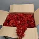 CCINEE Christmas Tinsel Garland, 33 Ft Red Garland with 100 Multicolored Battery Operated LED String Lights for Christmas Tree Decoration Wedding Party Supplies