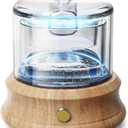 Lecdura Glass Essential Oil Diffuser, 80ML Small Glass Reservoir Natural Wood Base Ultrasonic Cool Mist Aroma Diffusers with USB-Cord Auto-Off 7 Color Light for Home Office Bedroom