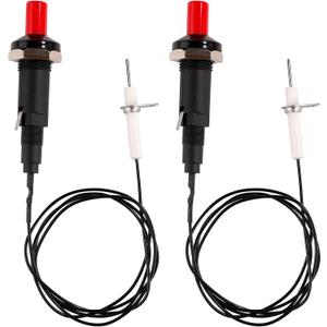 2pcs Piezo Spark Igniter, Grill Ignition Replacement Electrode Igniter Metal Threaded Ceramic Push Button Replacement Grill Igniter for Igniter Gas Fireplace Oven Heater