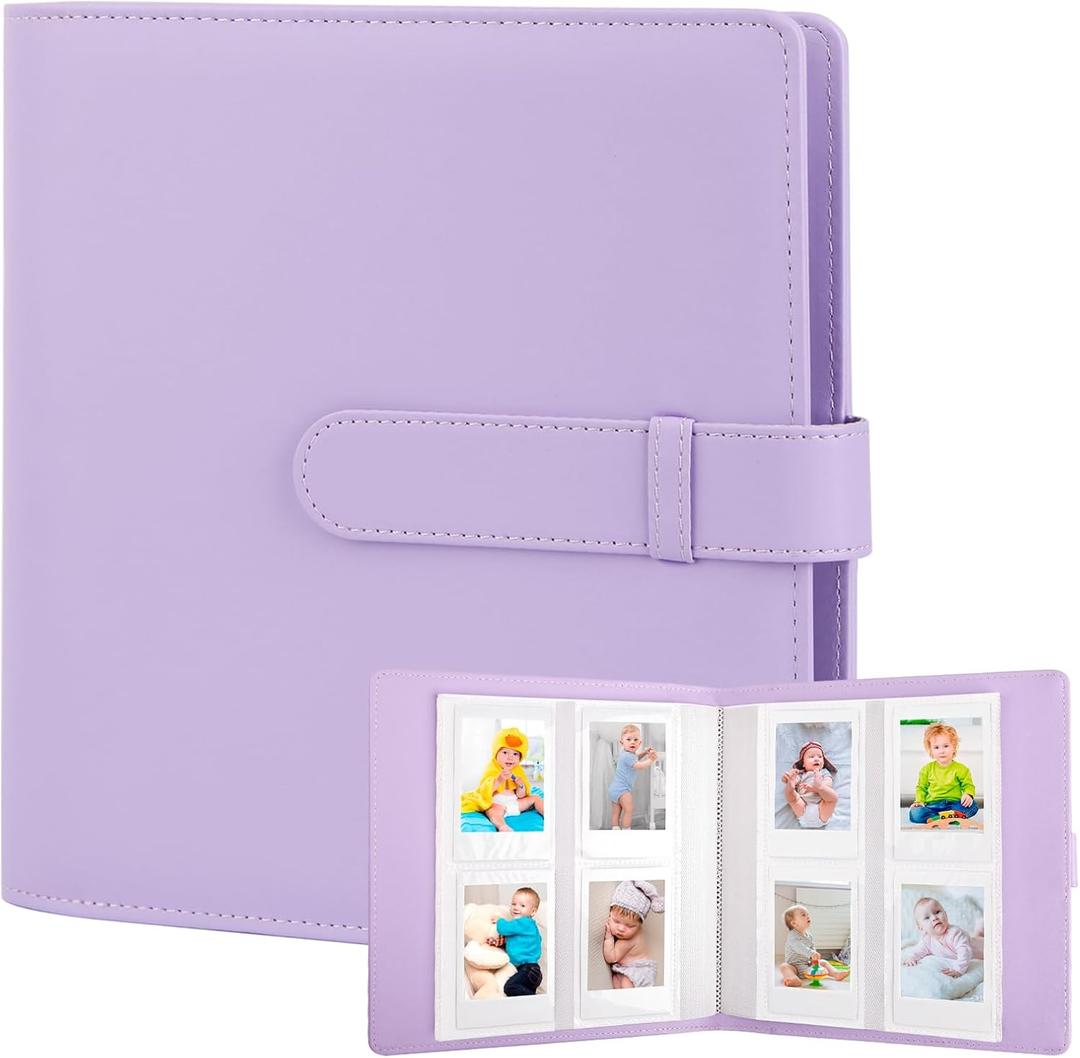 256 Pockets Photo Album for Fujifilm Instax Mini Camera, Polaroid Camera, Leather Cover, Photo Album for Instax Mini 12 11 9 40 90 8 7 Evo LiPlay Instant Camera, 2x3 Photo Albums for Christmas, Purple