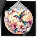Christmas Ornaments 2025, 7.6x7.6x0.6 Inch Stained Crystal with Iron Rings Bird Ornament, Elegant Christmas Tree Decoration for Holiday Home Decor, Xmas Gift Exchange Present for Family and Friends
