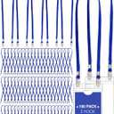 Patelai 100 Pack Double Clip Lanyards Bulk Face Mask Lanyard Twist Free 2 Hook Design Adjustable Badge Neck Strap for ID Name Badge Holder Back to School Conference Office Class Essential (Blue)