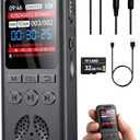 32GB Digital Voice Recorder, Small Voice Activated Recorders with Playback, 1536Kbps Audio, 70dB Noise Reduction, A-B Repeat Recording Device Portable Mini for Lectures, Meetings, Interview etc