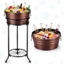 Fumete Copper Beverage Tub with Stand Champagne Ice Bucket Stand, 1 Set